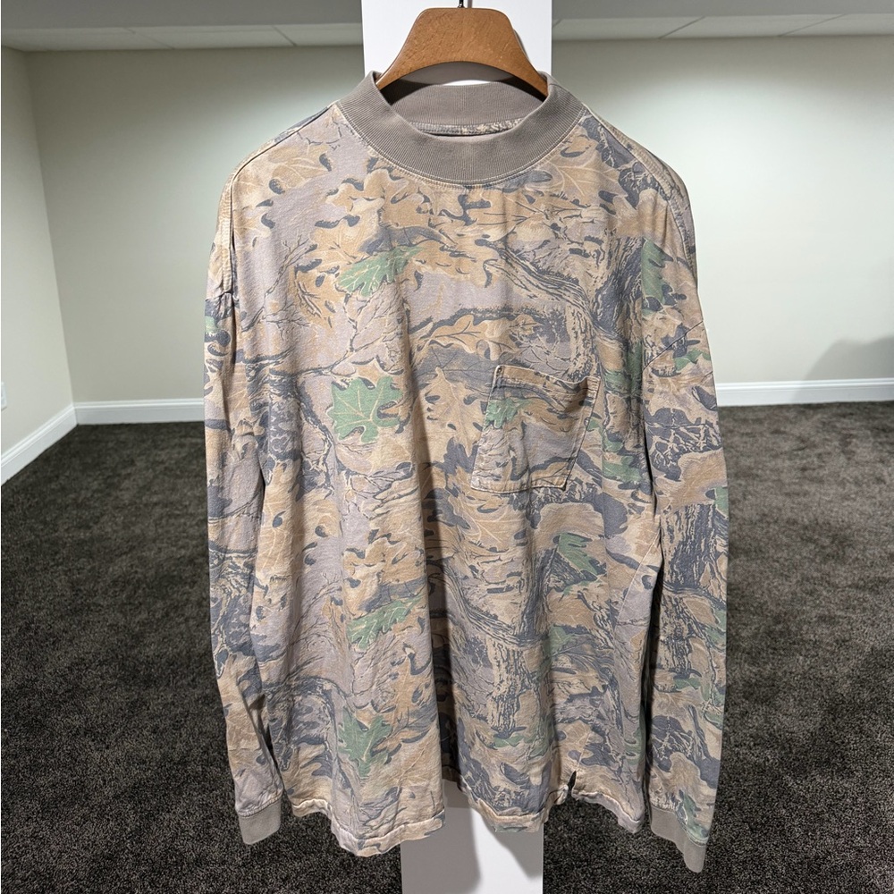 Yeezy Season 4 Kanye West Real Tree Camo Long Sleeve Mockneck Pocket T-Shirt